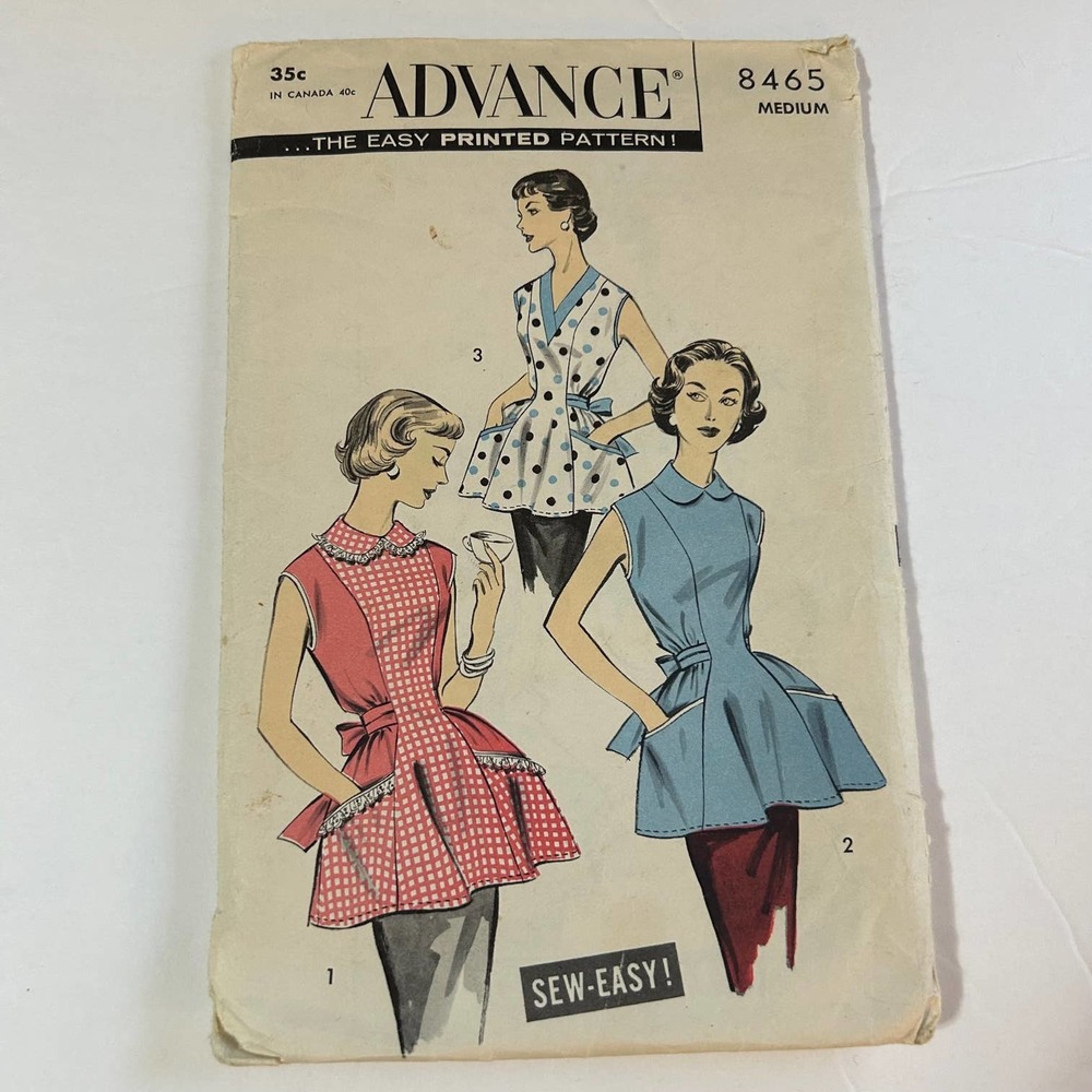Advance Vintage 1950's Pattern #8465 Women's Cobbler Apron Size Medium